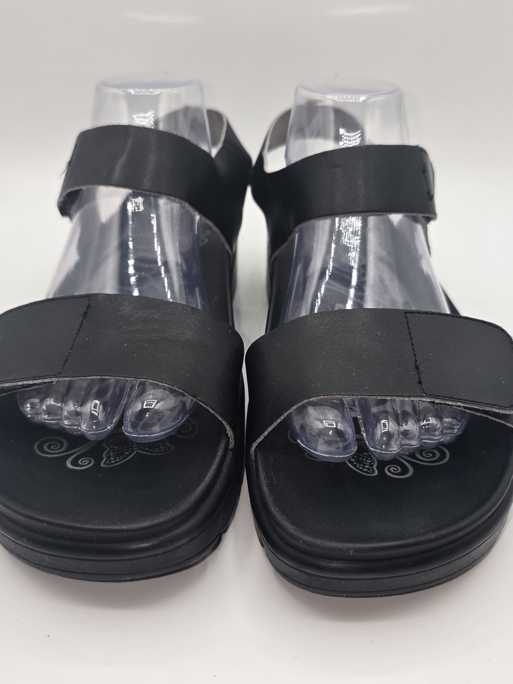 Alegria Black Strap Slide Sandals